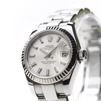 Rolex Stainless Steel 18K White Gold 26mm Oyster Perpetual Datejust Watch Silver 179174 7 of 9