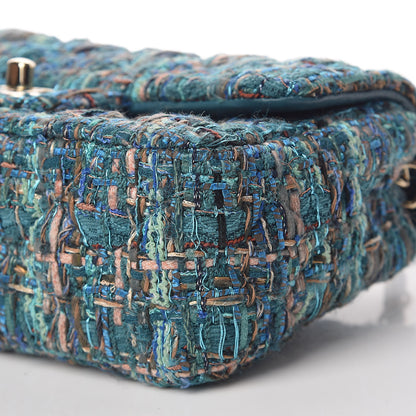 Chanel Tweed Quilted Mini Rectangular Flap Turquoise 9 of 10