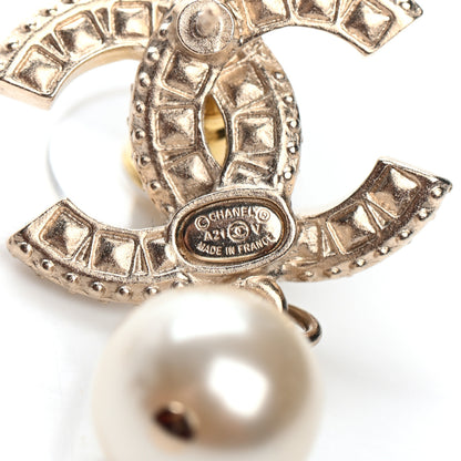 Chanel Crystal Pearl CC Drop Earrings Gold 4 of 4