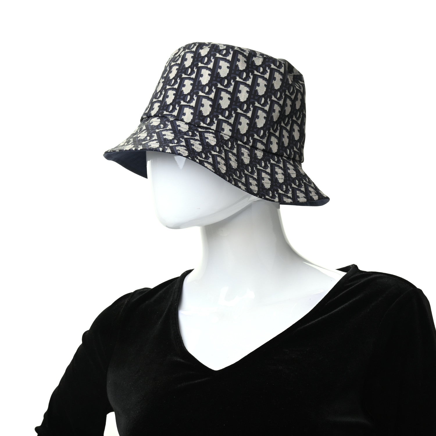 Christian Dior Oblique Reversible Teddy-D Brim Bucket Hat 57 Blue 2 of 8