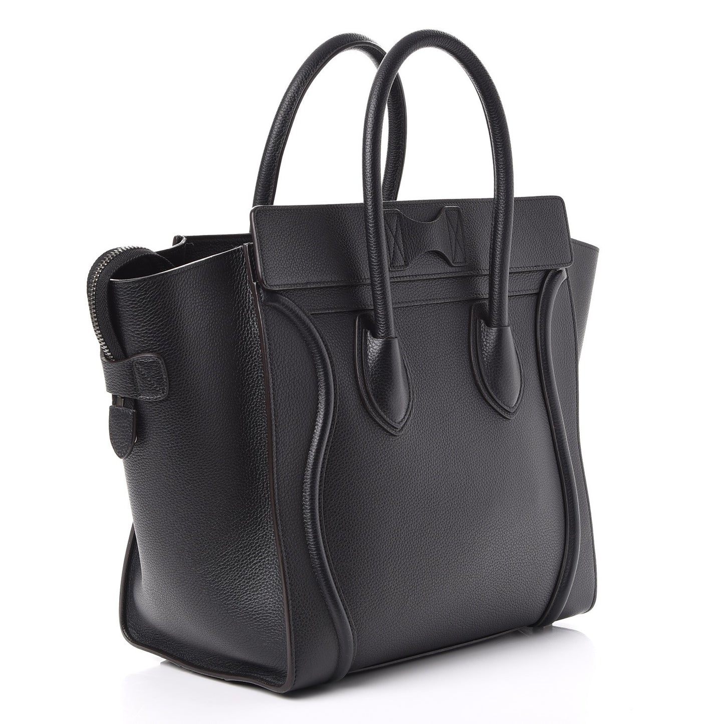 Drummed Calfskin Mini Luggage Black