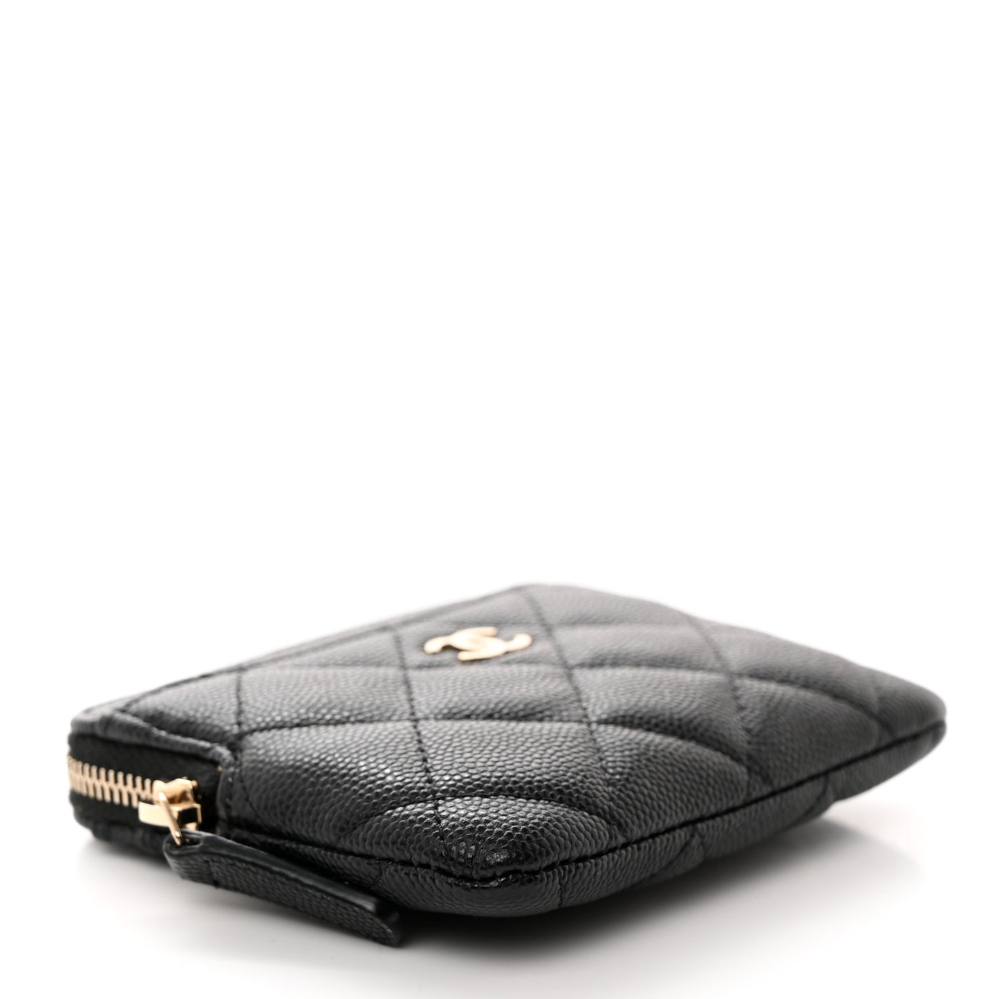 Caviar Quilted Zip Card Holder Wallet Black