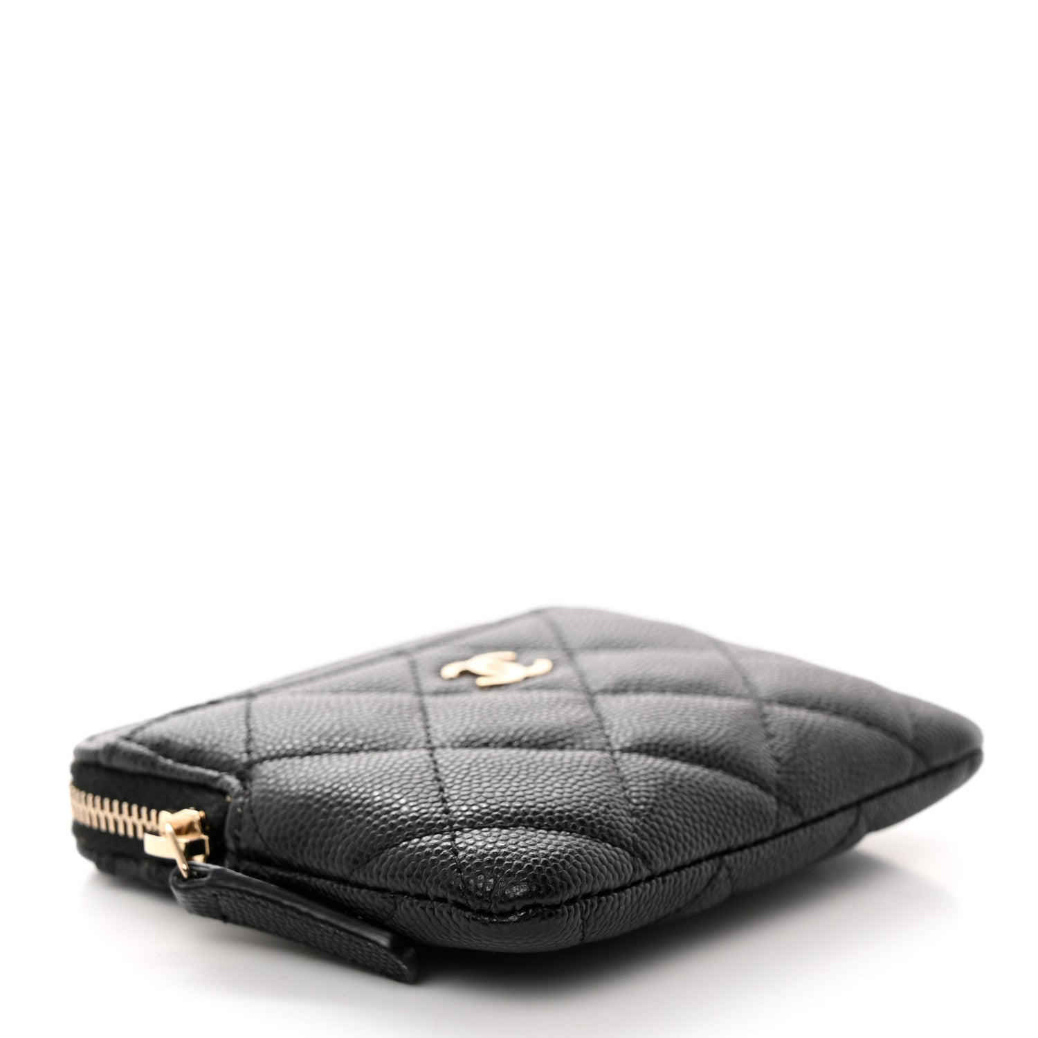 Chanel Caviar Quilted Zip Card Holder Wallet Black 4 of 8