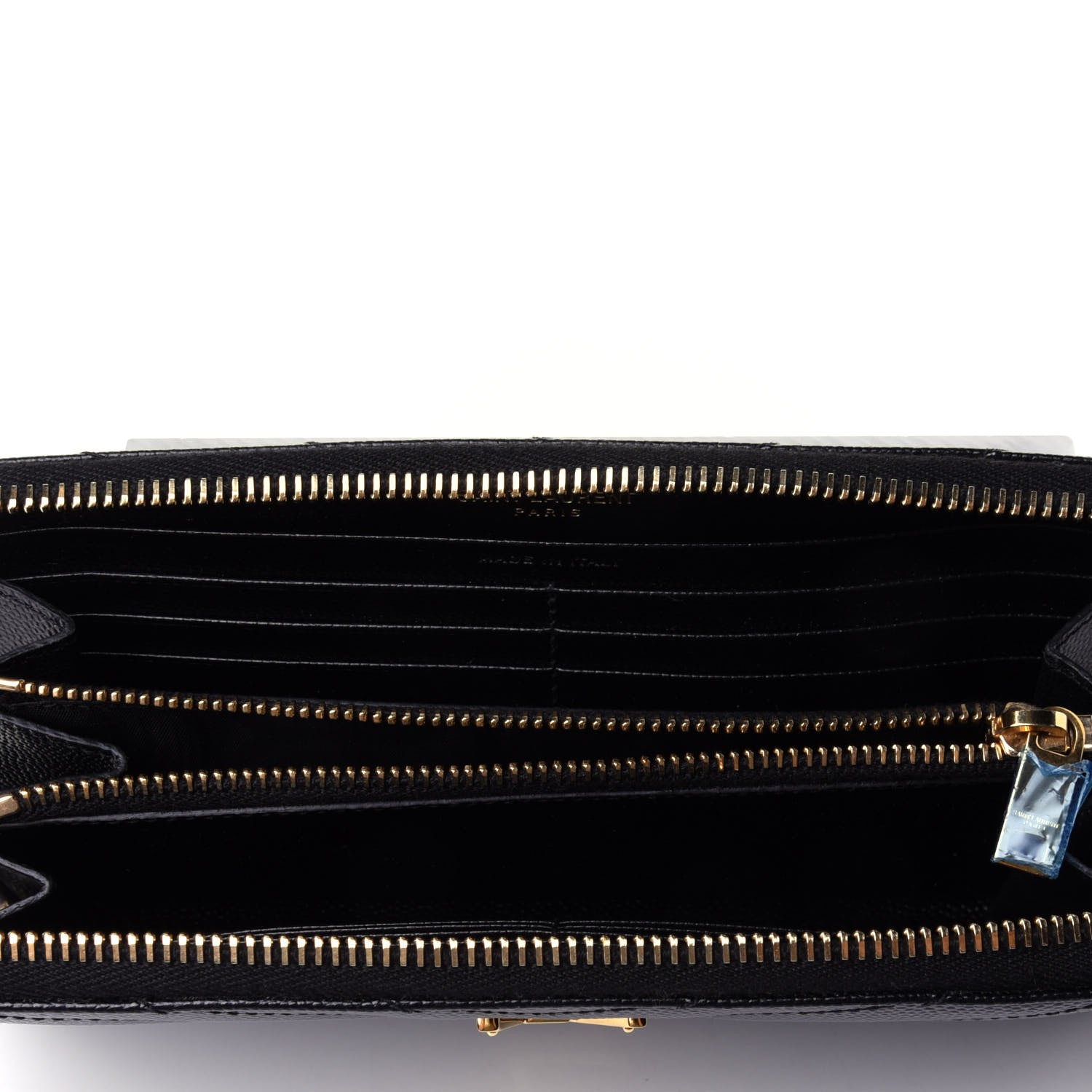 Saint Laurent Grain De Poudre Matelasse Chevron Monogram Zip Around Wallet Black 3 of 4
