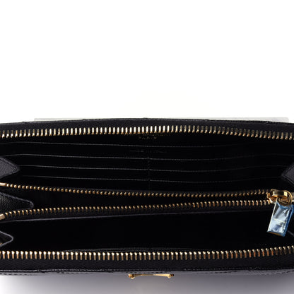 Saint Laurent Grain De Poudre Matelasse Chevron Monogram Zip Around Wallet Black 3 of 4