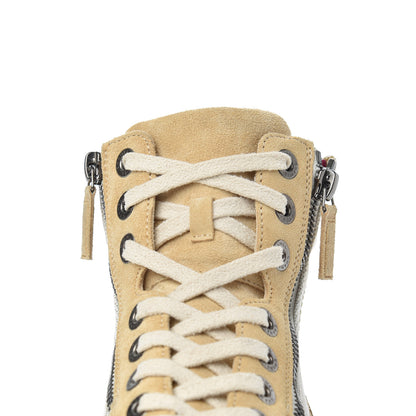 Chanel Toile Suede Calfskin CC Lace Up Short Boots 36 Light Beige 12 of 20