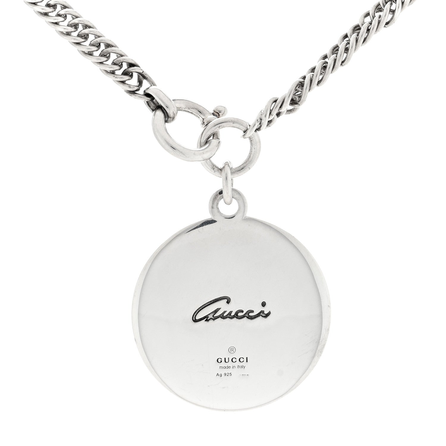 Gucci Sterling Silver Flora Round Pendant Necklace 4 of 4