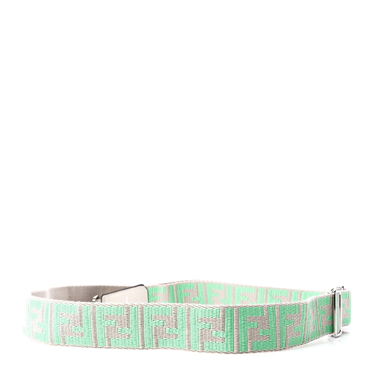 Fendi Jacquard Ribbon Vitello King FF Bi-Color Intreccio Adjustable Strap You Nuvola Edamame 2 of 6