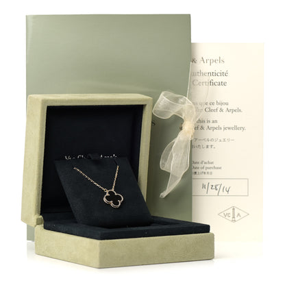 Van Cleef & Arpels 18K Yellow Gold Black Onyx Vintage Alhambra Pendant Necklace 6 of 6