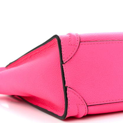 Celine Drummed Calfskin Nano Luggage Fuchsia 9 of 10