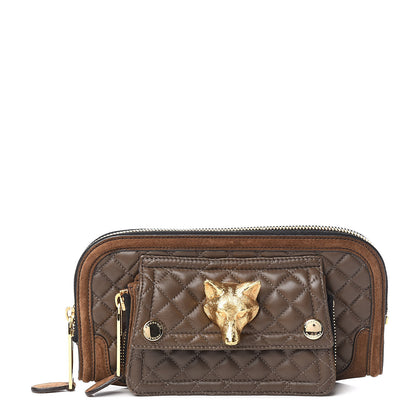 Burberry Nappa Suede Quilted Animal Clutch Brown 1 of 7