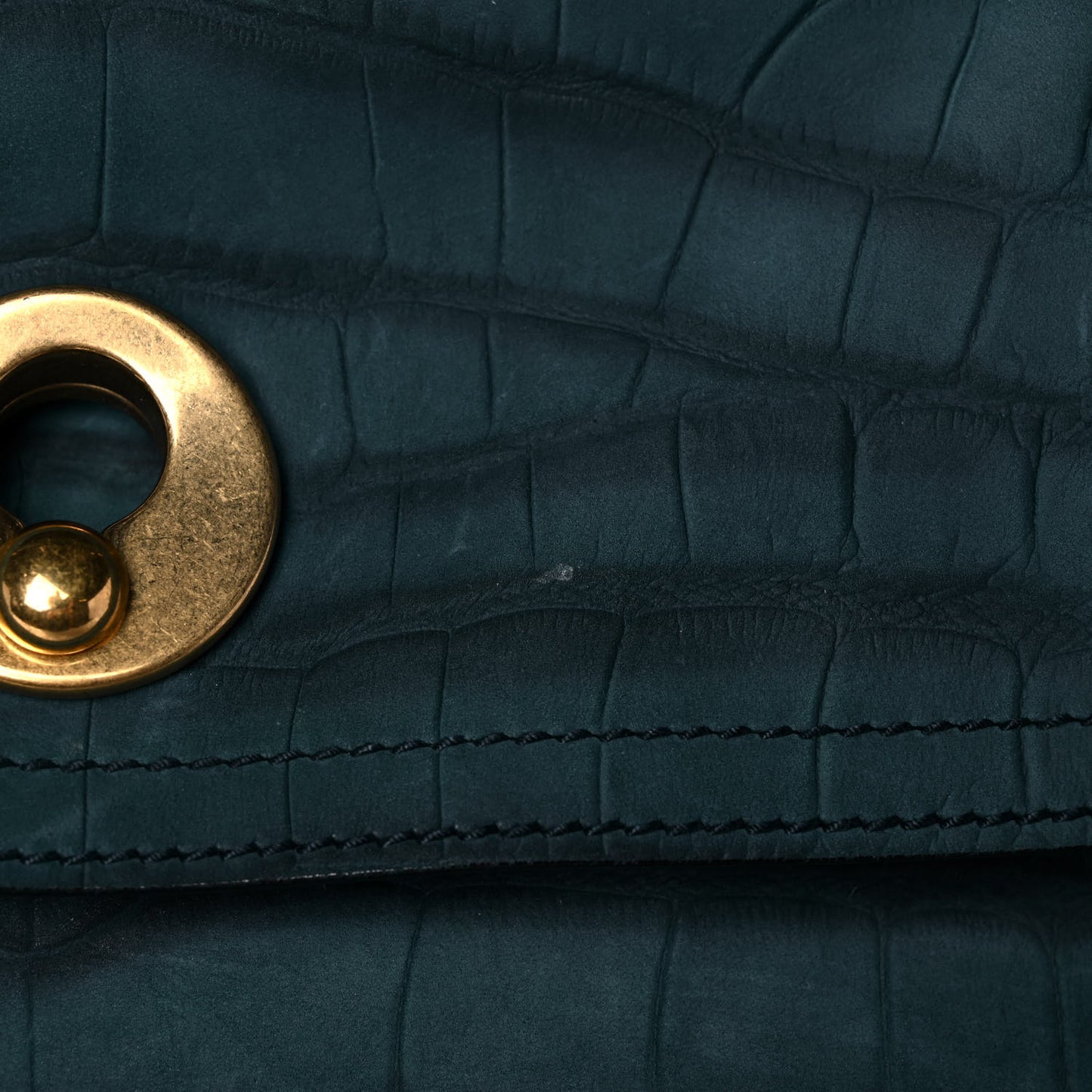 Crocodile Embossed Nubuck Calfskin Large Muse Two Green
