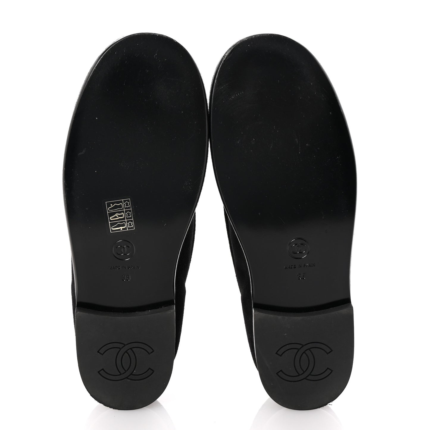 Suede Calfskin CC Loafers 38 Black