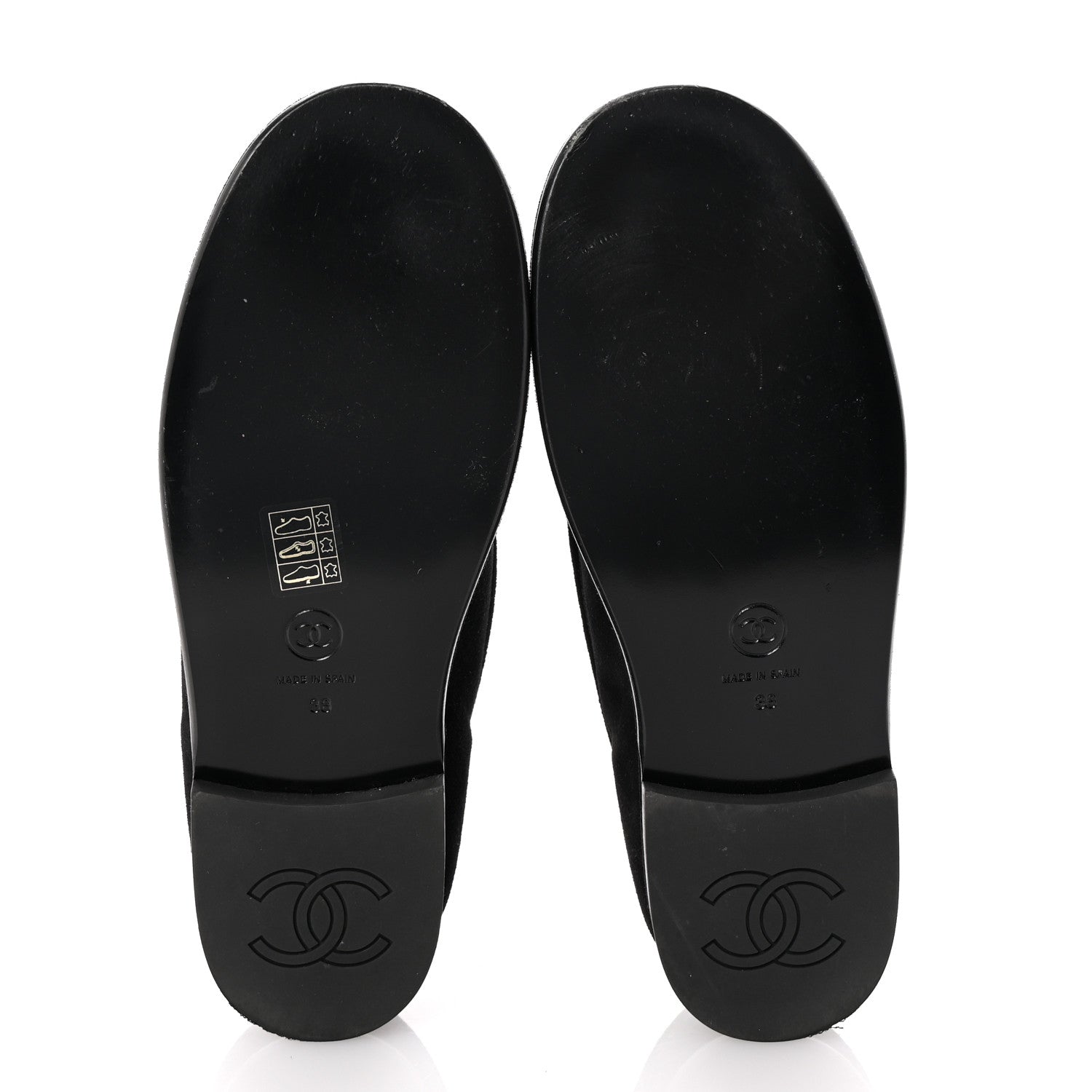 Chanel Suede Calfskin CC Loafers 38 Black 6 of 10