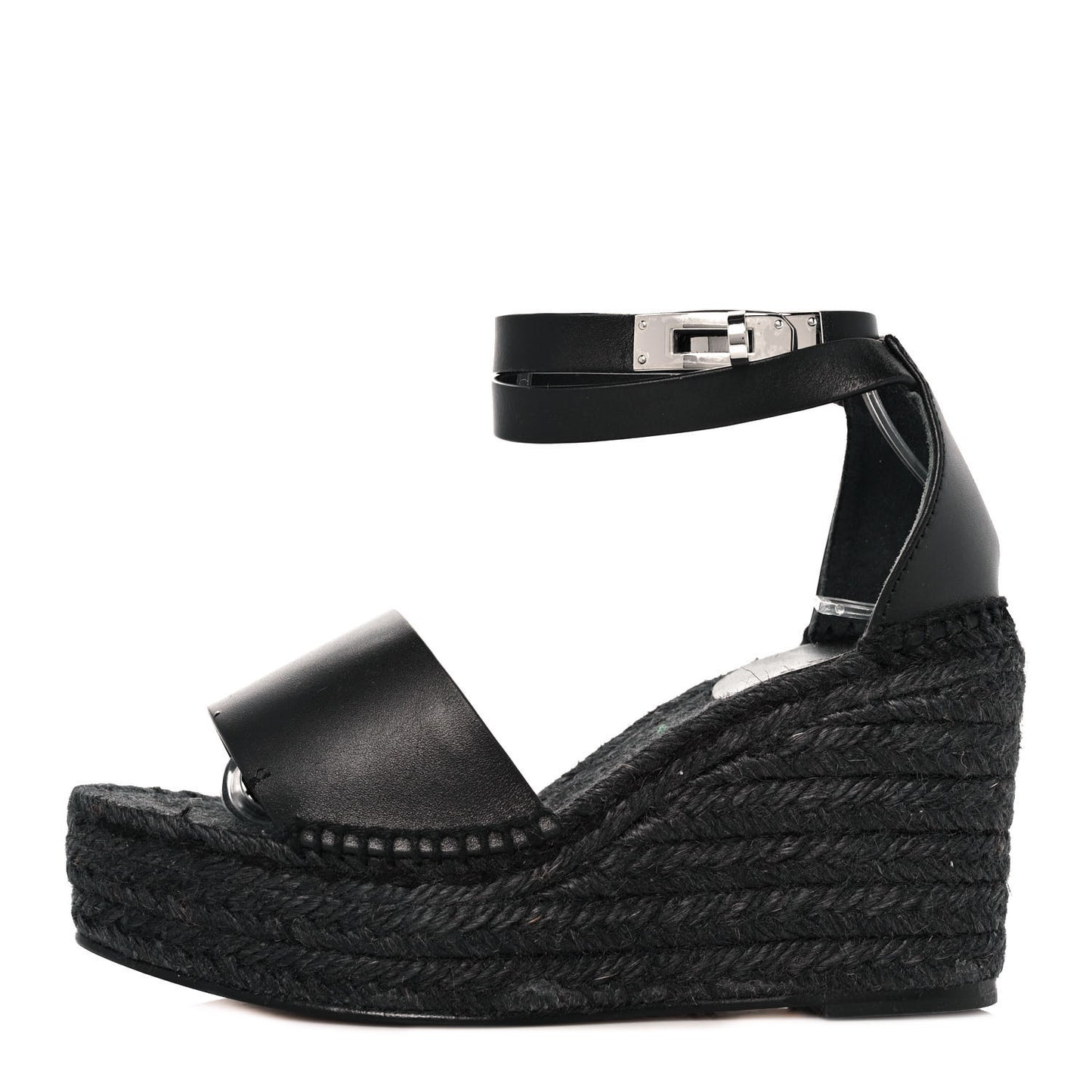 Calfskin Tivoli Espadrille Wedge Sandals 36 Black