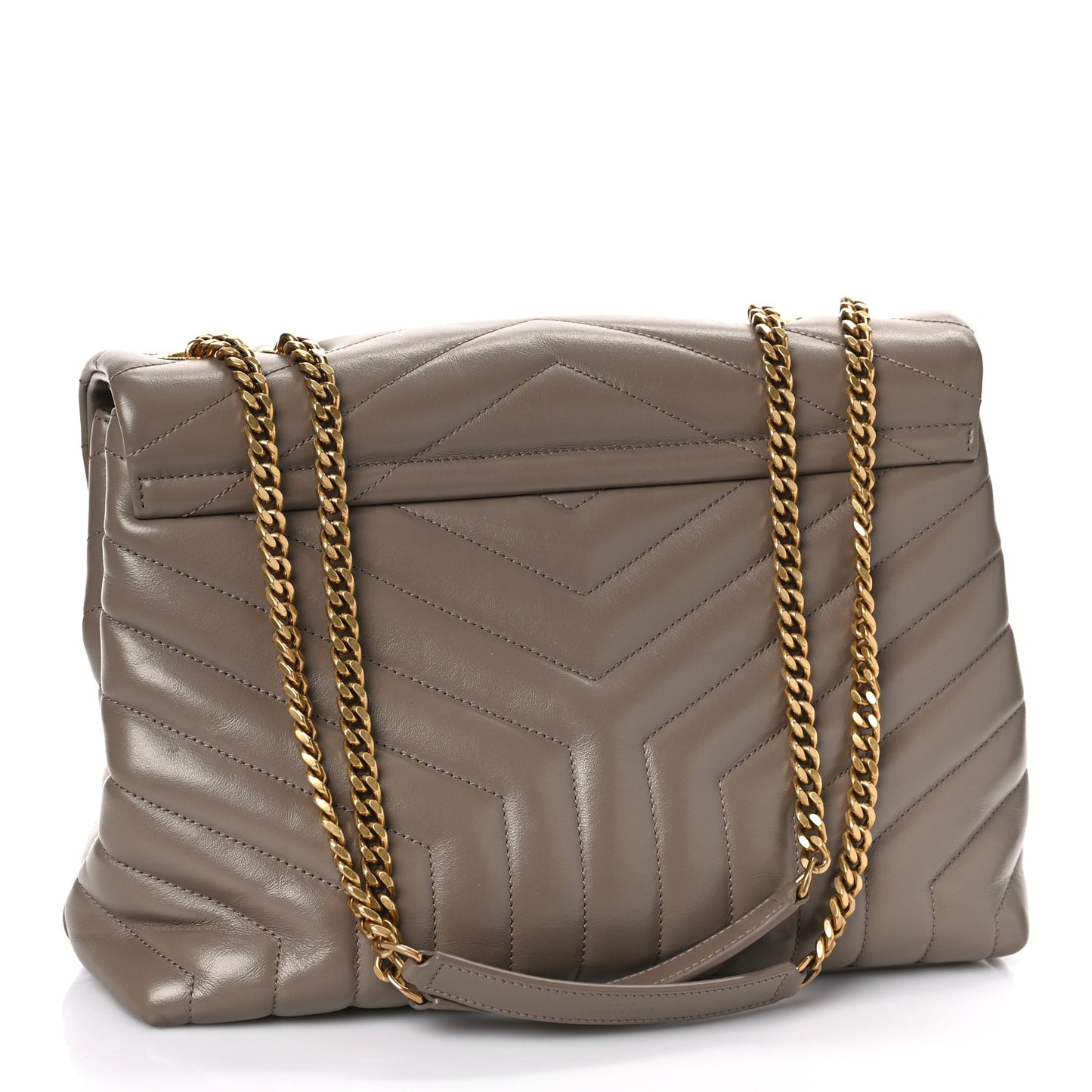 Calfskin Y Quilted Monogram Medium Loulou Chain Satchel Taupe