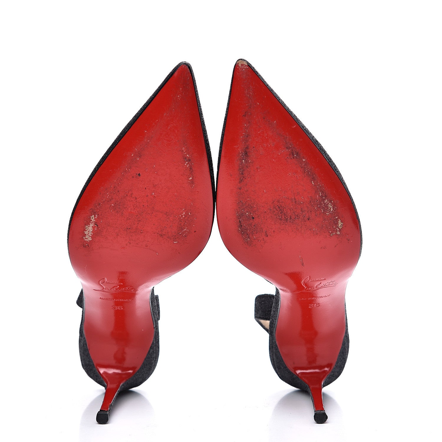 Christian Louboutin Glitter Ever 85 Slingback Pumps 36 Silver 5 of 10