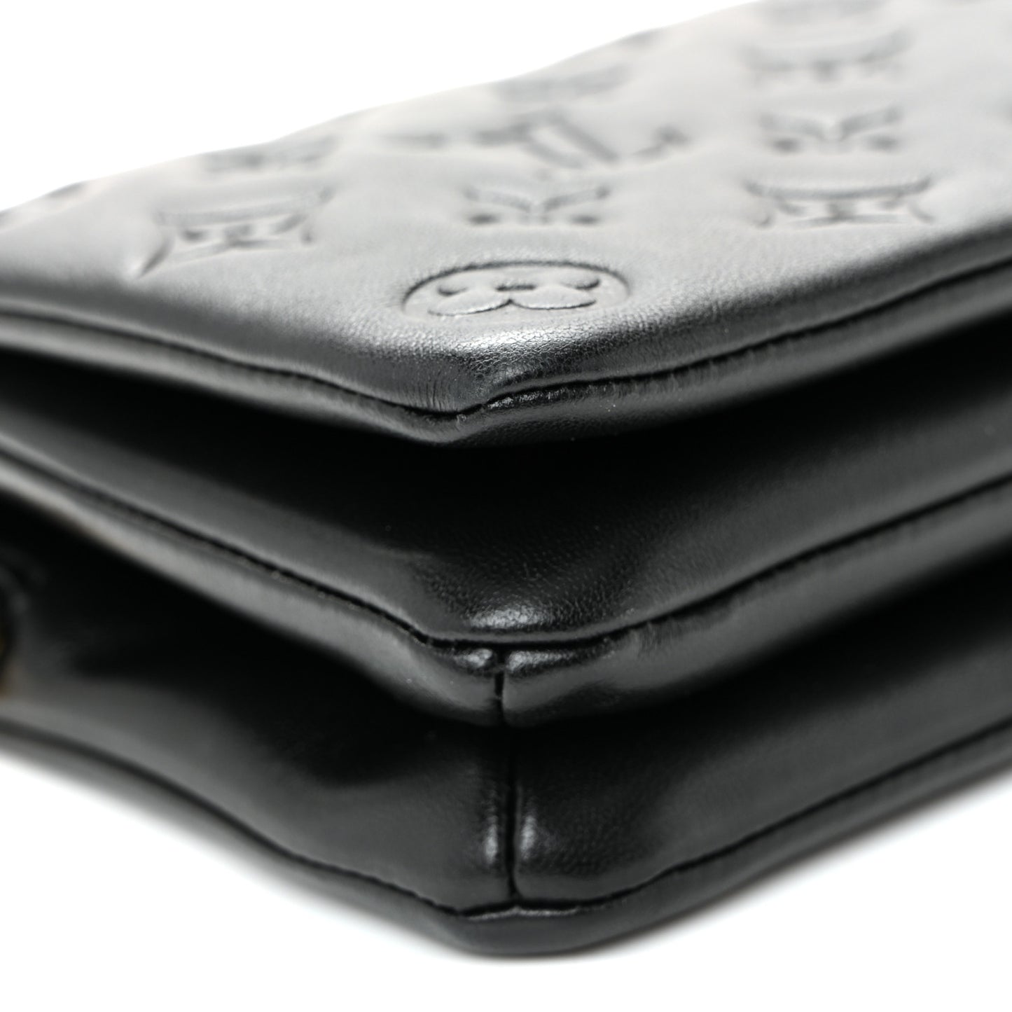 Lambskin Embossed Monogram Pochette Coussin Black