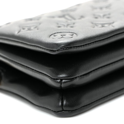 Louis Vuitton Lambskin Embossed Monogram Pochette Coussin Black 9 of 10