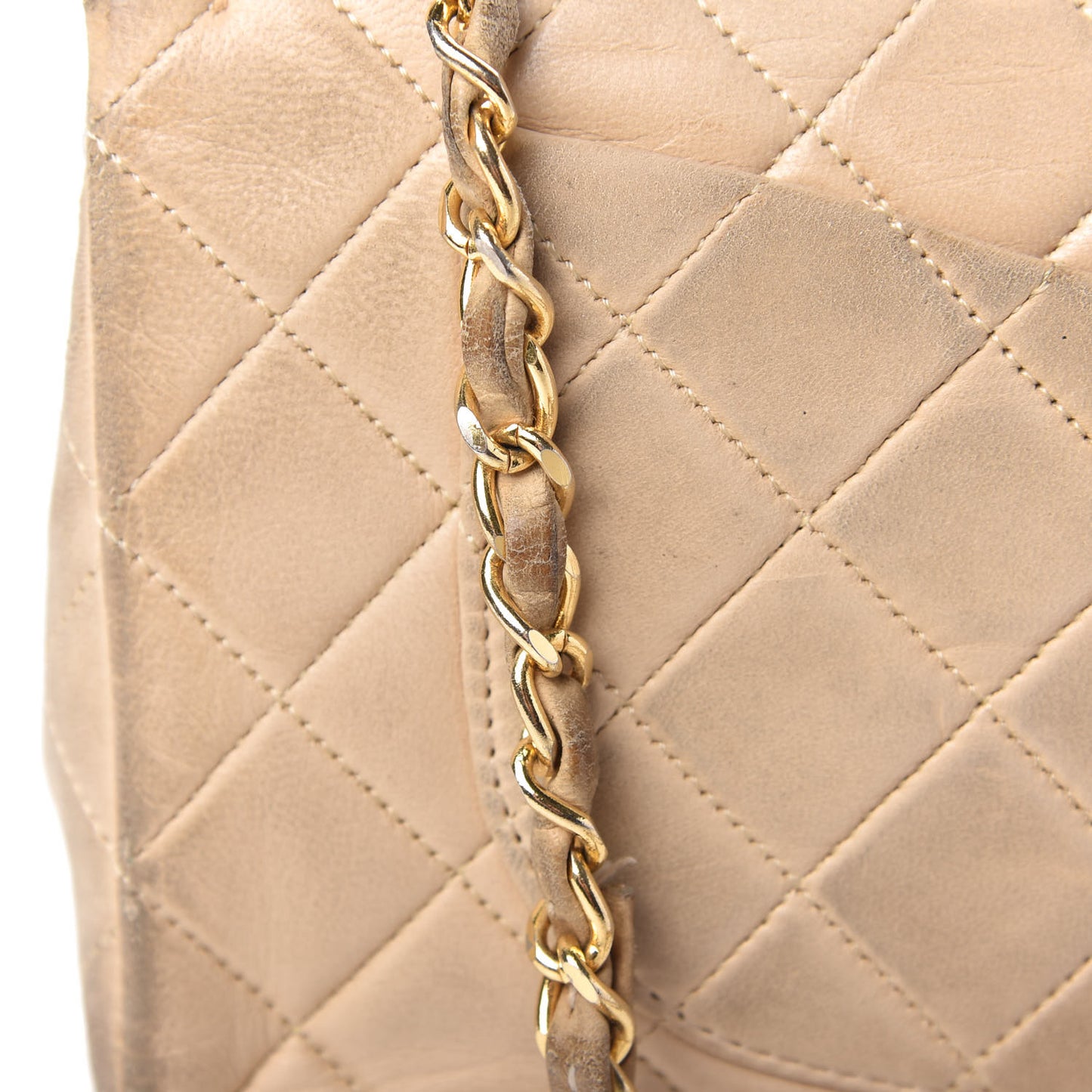 Lambskin Quilted Small Double Flap Beige