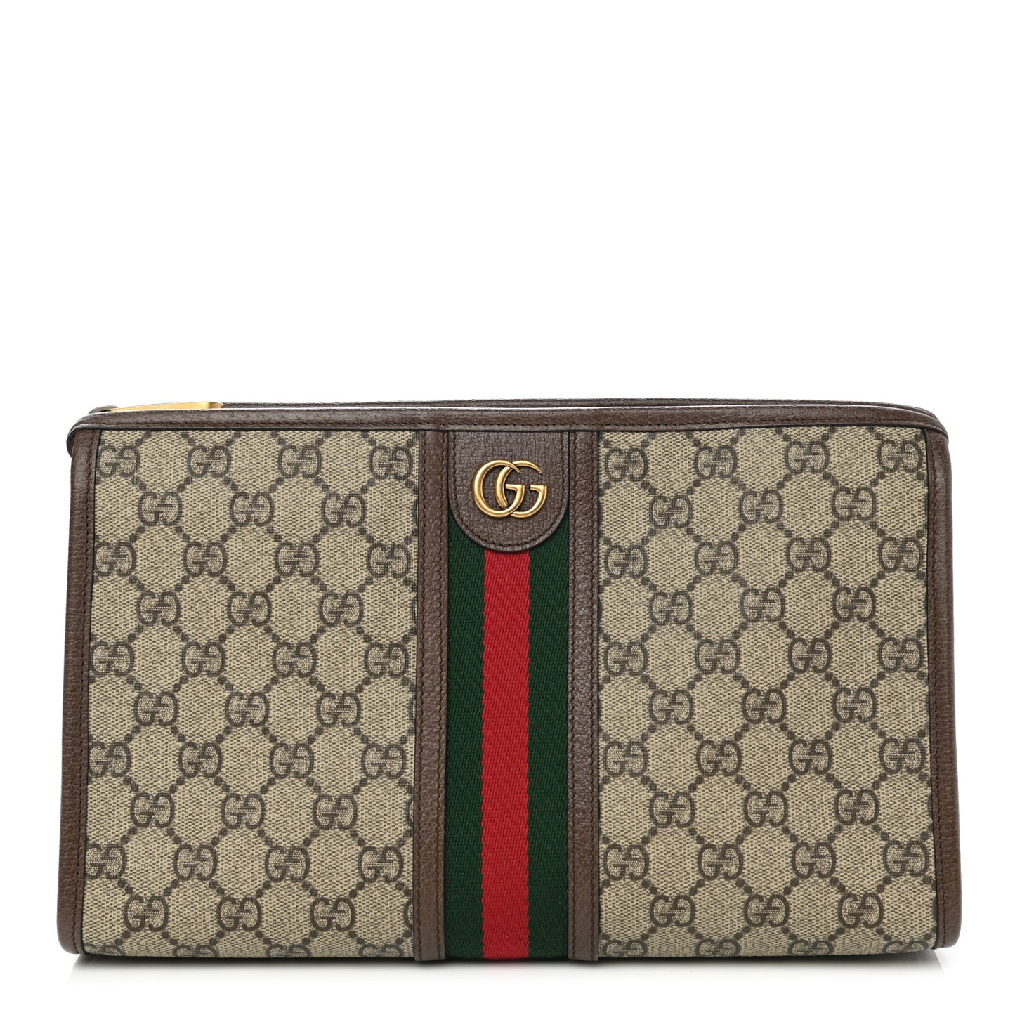 GG Supreme Monogram Web Toiletry Case Brown