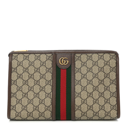 Gucci GG Supreme Monogram Web Toiletry Case Brown 1 of 11