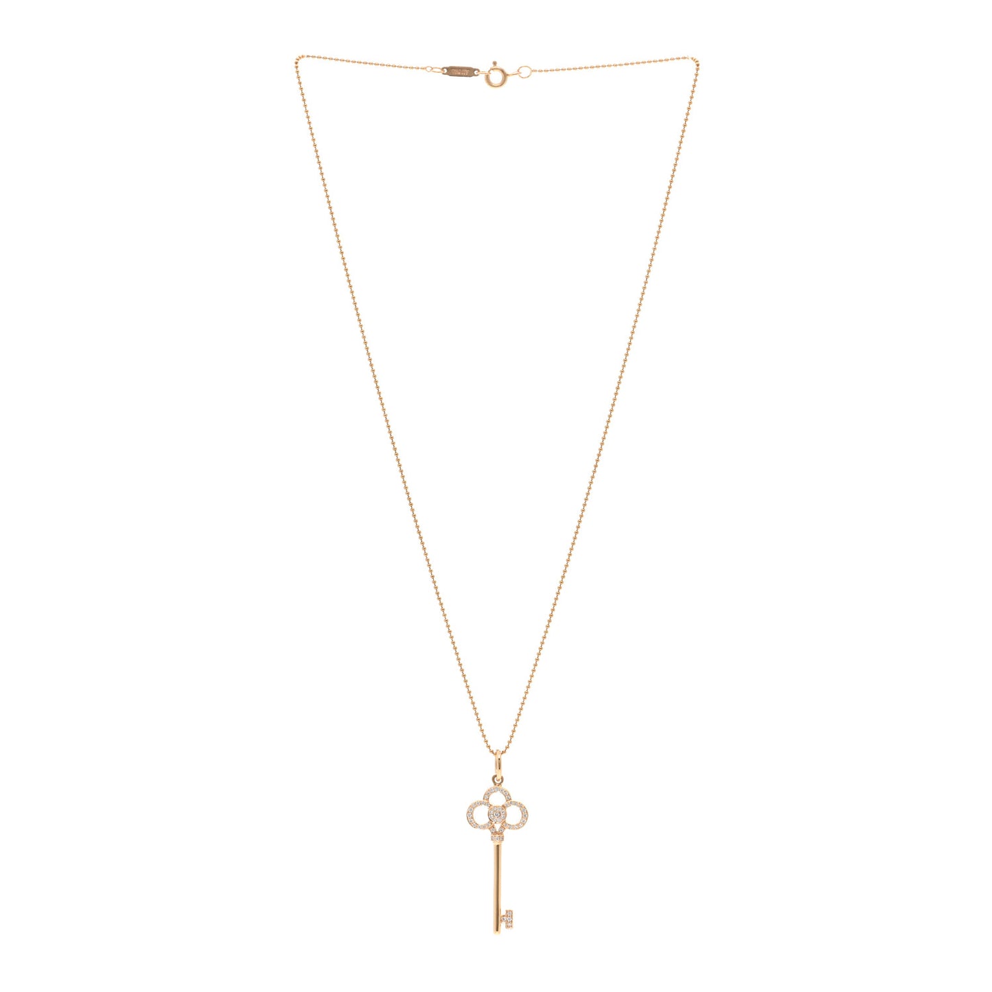 18K Rose Gold Diamond Crown Key Pendant Necklace
