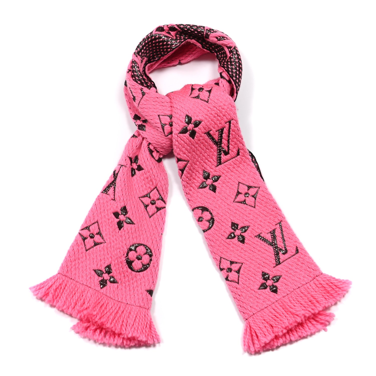 Louis Vuitton Wool Silk Logomania Shine Scarf Rose Pop 1 of 4
