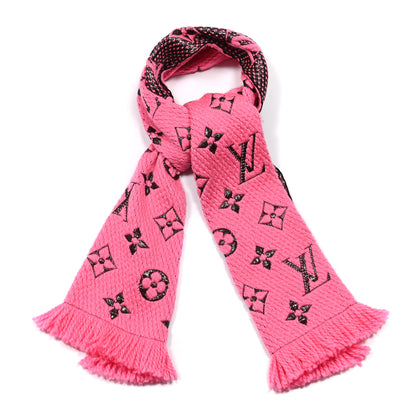 Louis Vuitton Wool Silk Logomania Shine Scarf Rose Pop 1 of 4