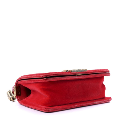 Chanel Velvet Plaid Tartan Small Boy Flap Red 4 of 10