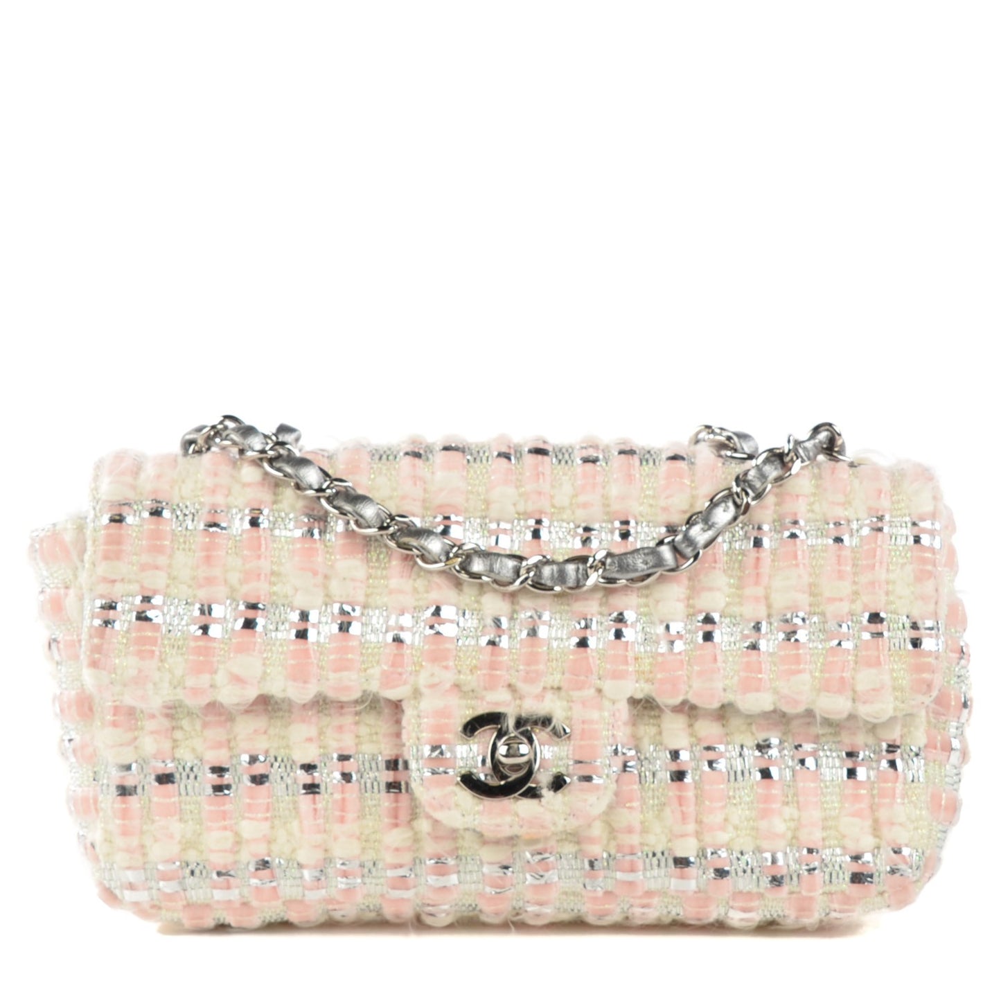 Tweed Quilted Small East West Flap Pink