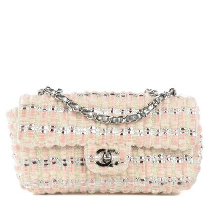 Chanel Tweed Quilted Small East West Flap Pink 1 of 8