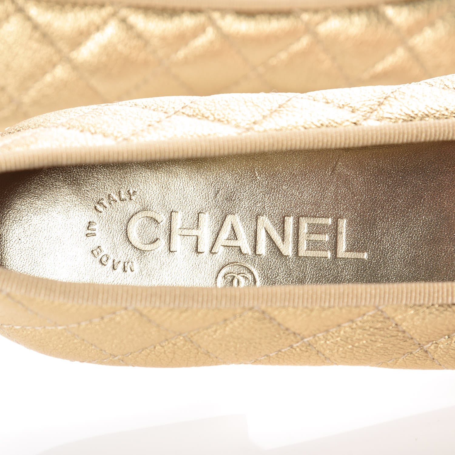Chanel Metallic Lambskin Quilted Cap Toe Ballerina Flats 36 Gold 6 of 13