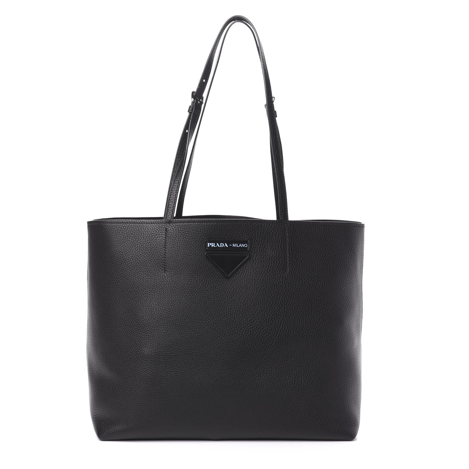 Prada Vitello Daino Etiquette Shopping Bag Black 3 of 10