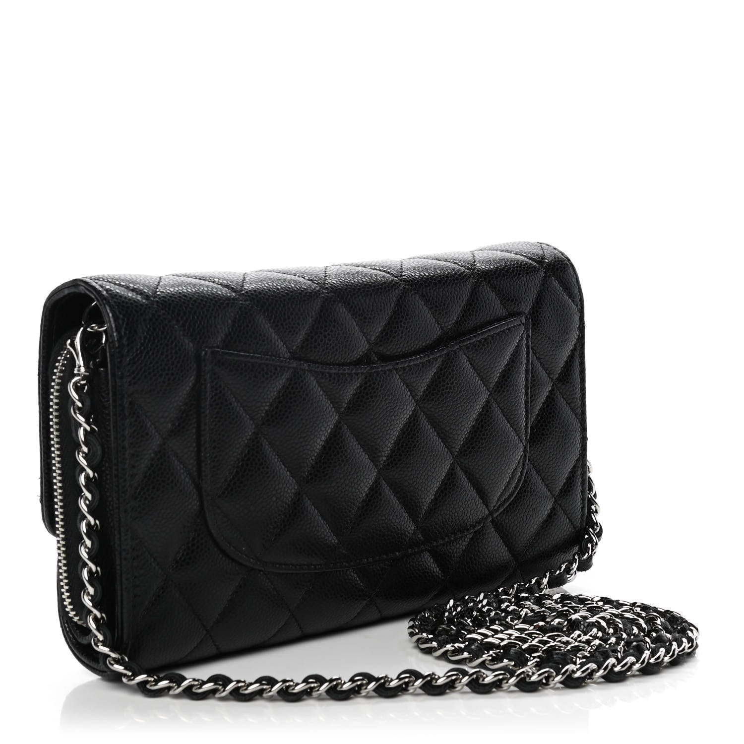 Chanel Caviar Quilted Phone Holder Wallet on Removable Chain Black 4 of 15