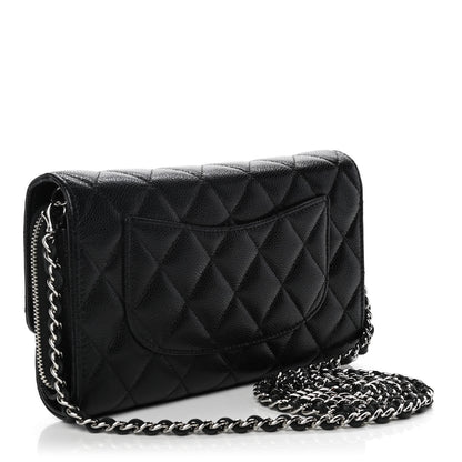 Chanel Caviar Quilted Phone Holder Wallet on Removable Chain Black 4 of 15