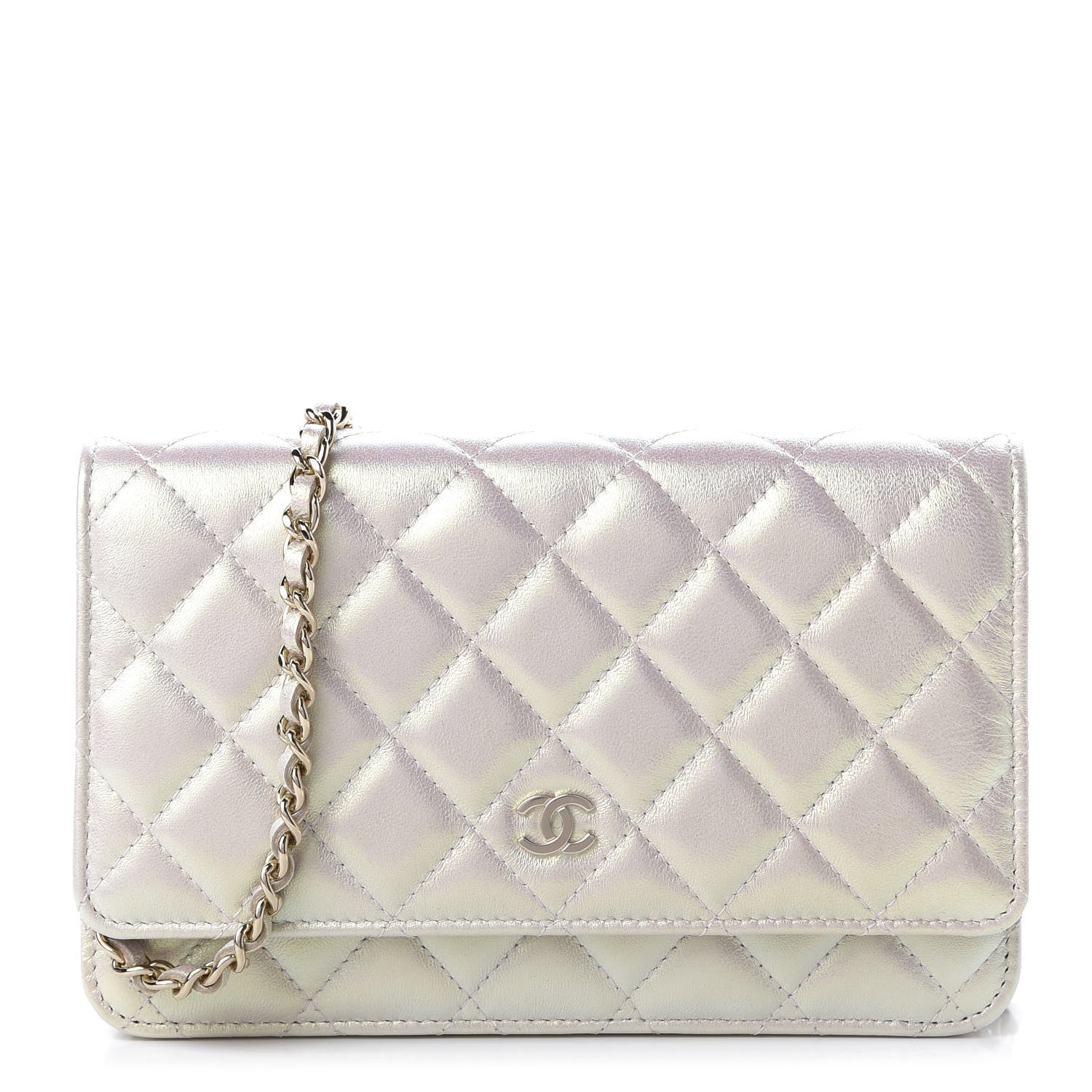Chanel Iridescent Lambskin Quilted Wallet On Chain WOC Ivory 1 of 12