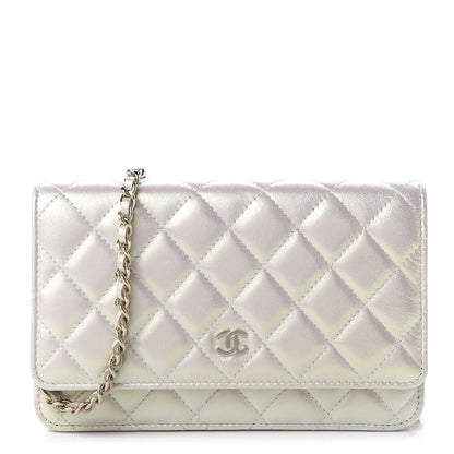 Chanel Iridescent Lambskin Quilted Wallet On Chain WOC Ivory 1 of 12