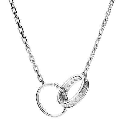 Cartier 18K White Gold Diamond Interlocking LOVE Necklace 4 of 8