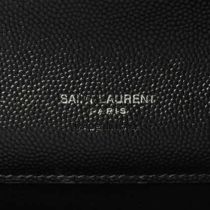 Saint Laurent Grain De Poudre Matelasse Chevron Monogram Cassandre Flap Pouch Black 6 of 8