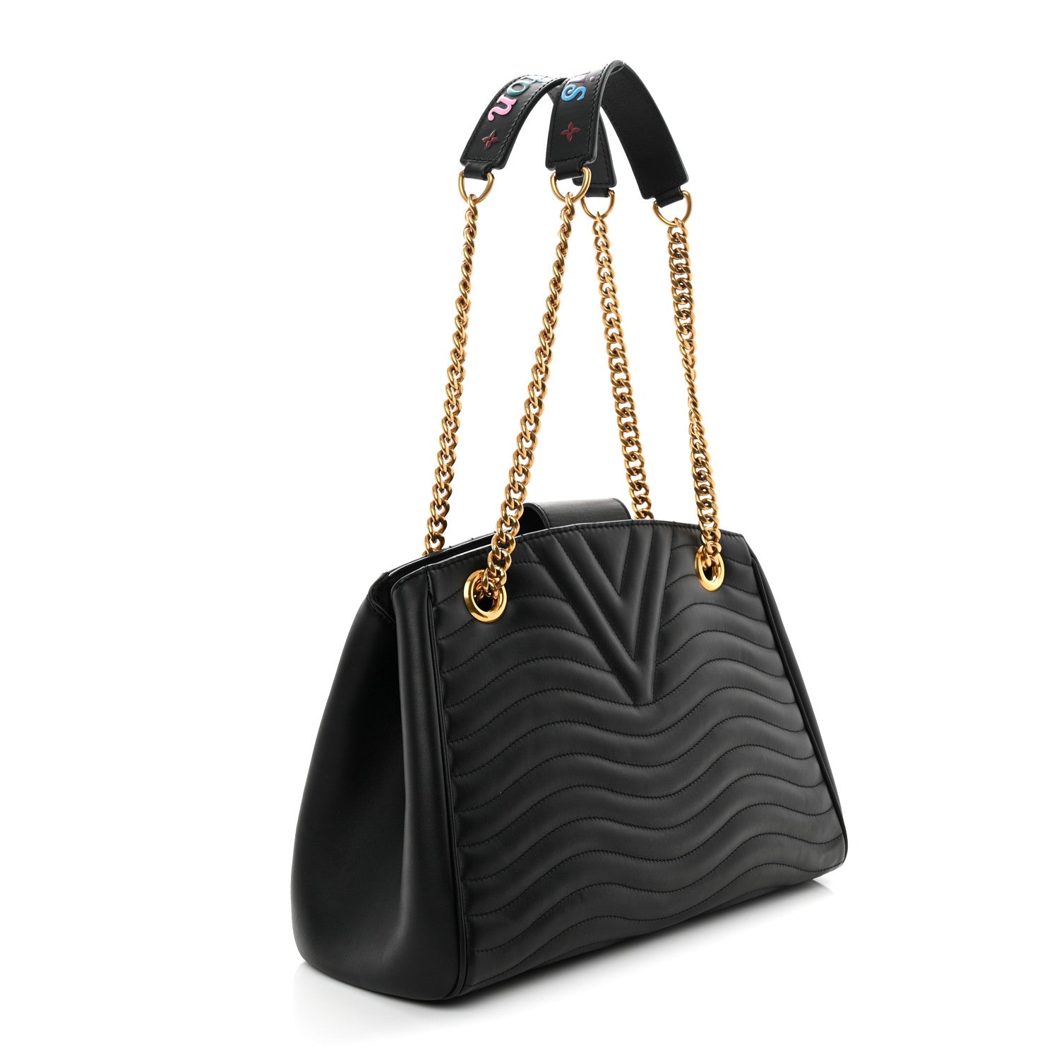 Louis Vuitton Calfskin New Wave Chain Tote Black 3 of 11