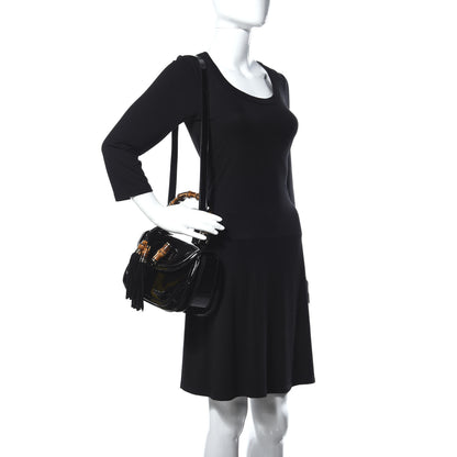 Gucci Patent Medium New Bamboo Top Handle Bag Black 2 of 15