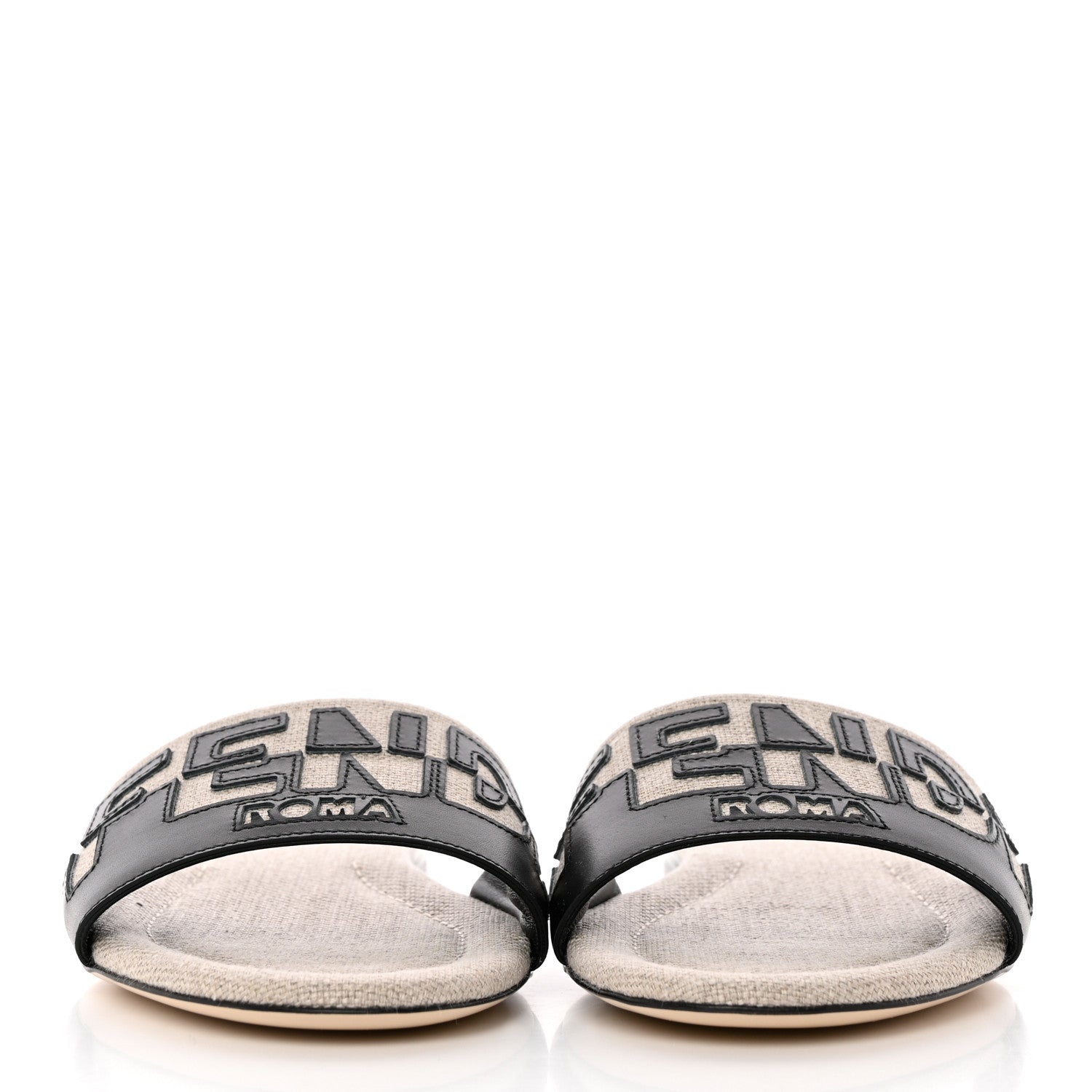 Fendi Vitello Canvas Signature Flat Slide Sandals 37 Black Grezzo 2 of 16