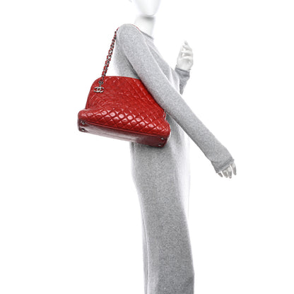 Chanel Glazed Calfskin Quilted Large Just Mademoiselle Bowling Bag Red 3 of 15