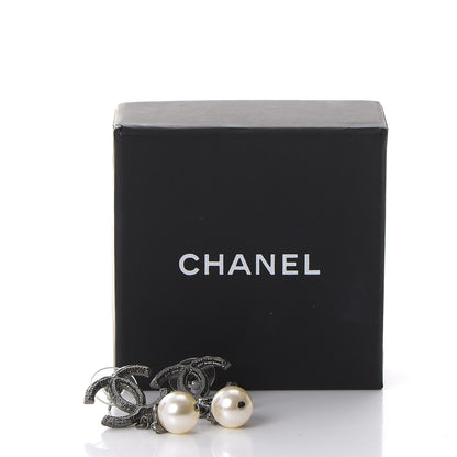 Chanel Ruthenium Pearl CC Bead Drop Earrings 6 of 6