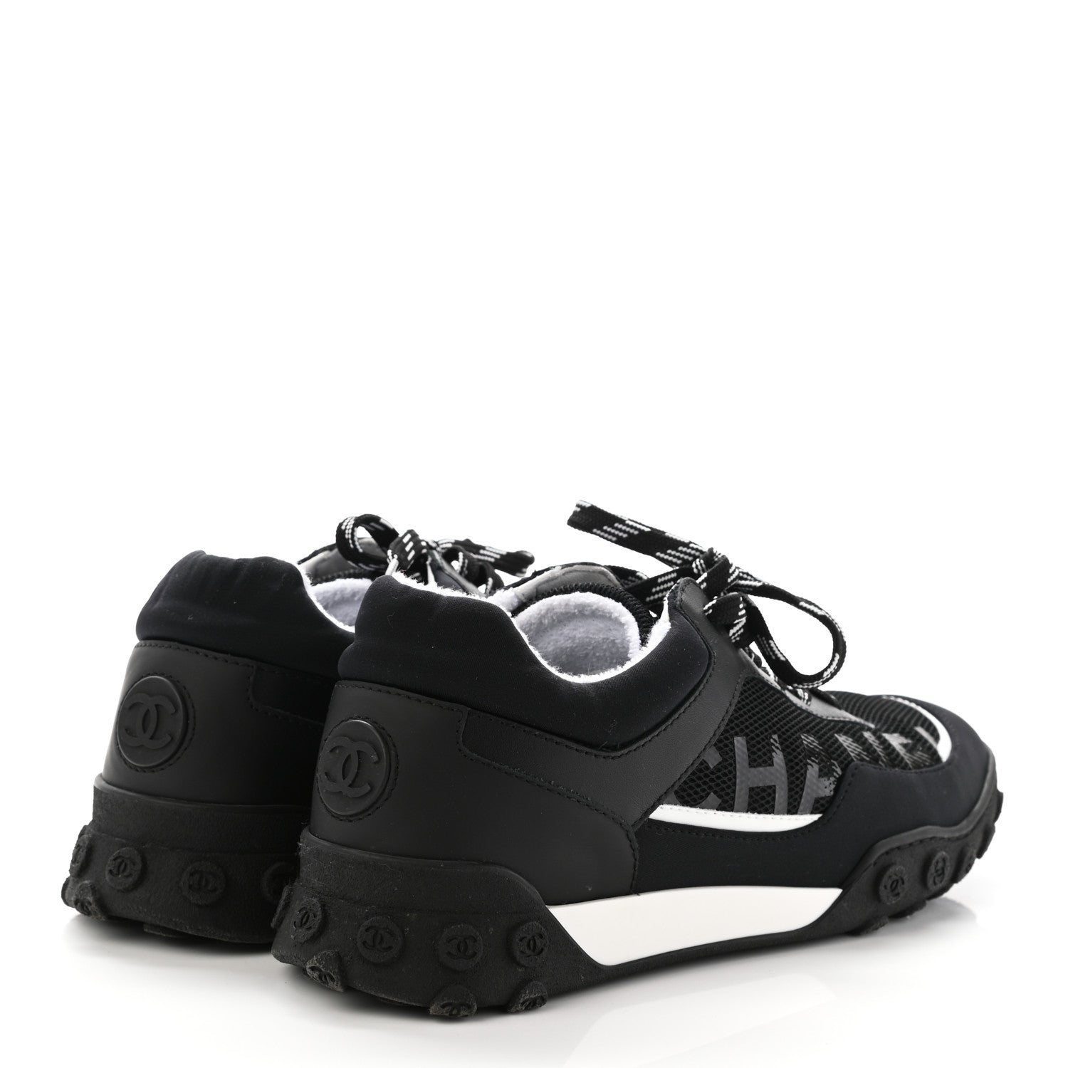 Chanel Calfskin Mesh Lycra Sneakers 39 Black 4 of 11