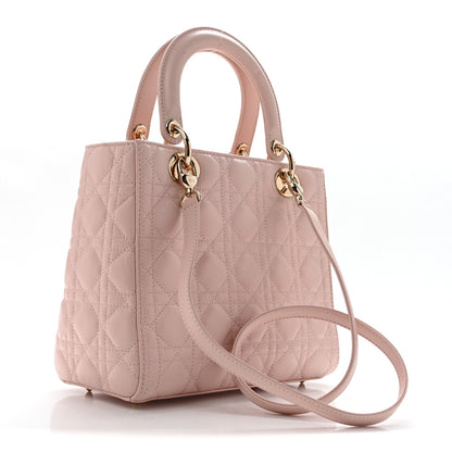 Christian Dior Lambskin Cannage Medium Lady Dior Light Pink 3 of 15