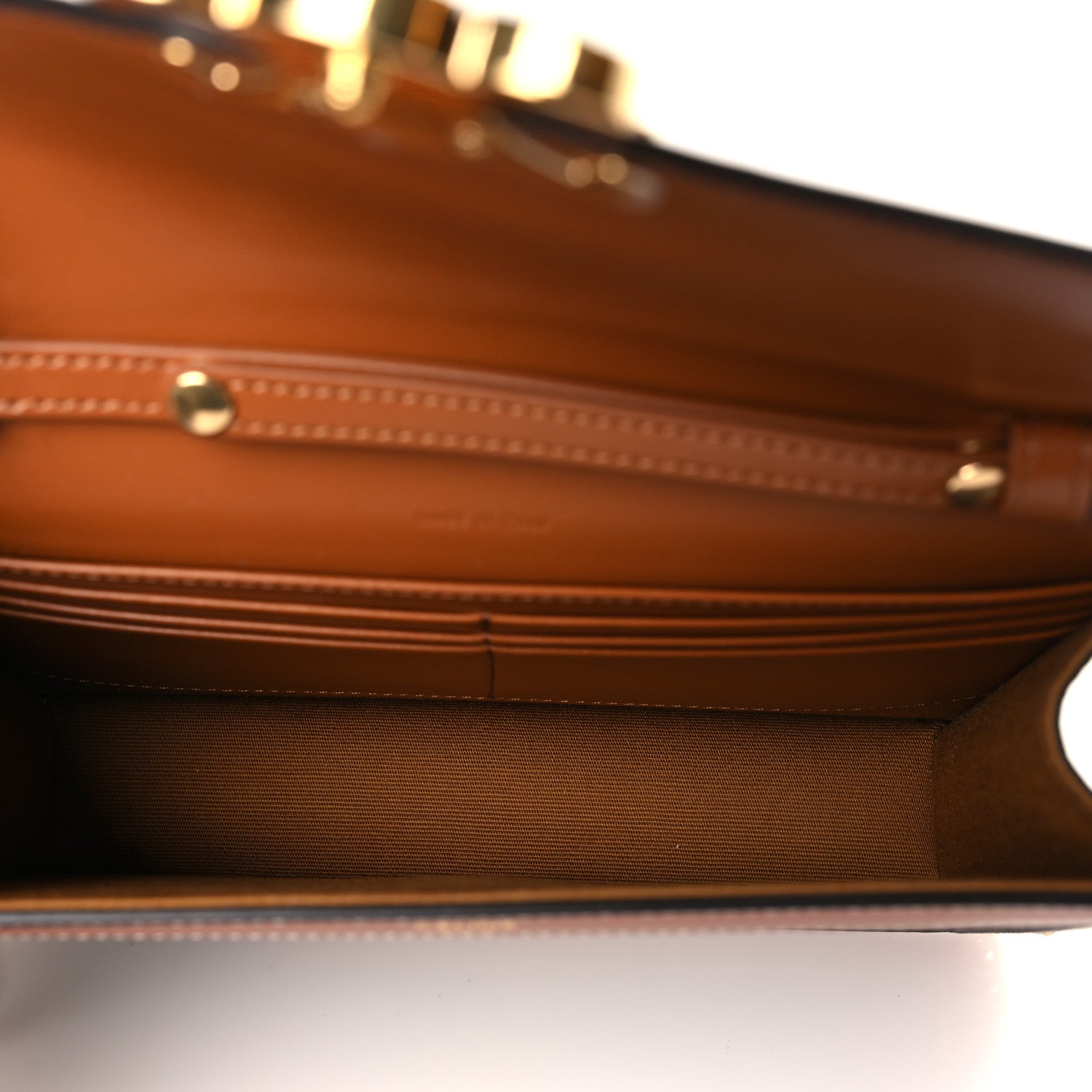 Celine Triomphe Canvas Calfskin Margo Wallet on Chain Tan 5 of 9