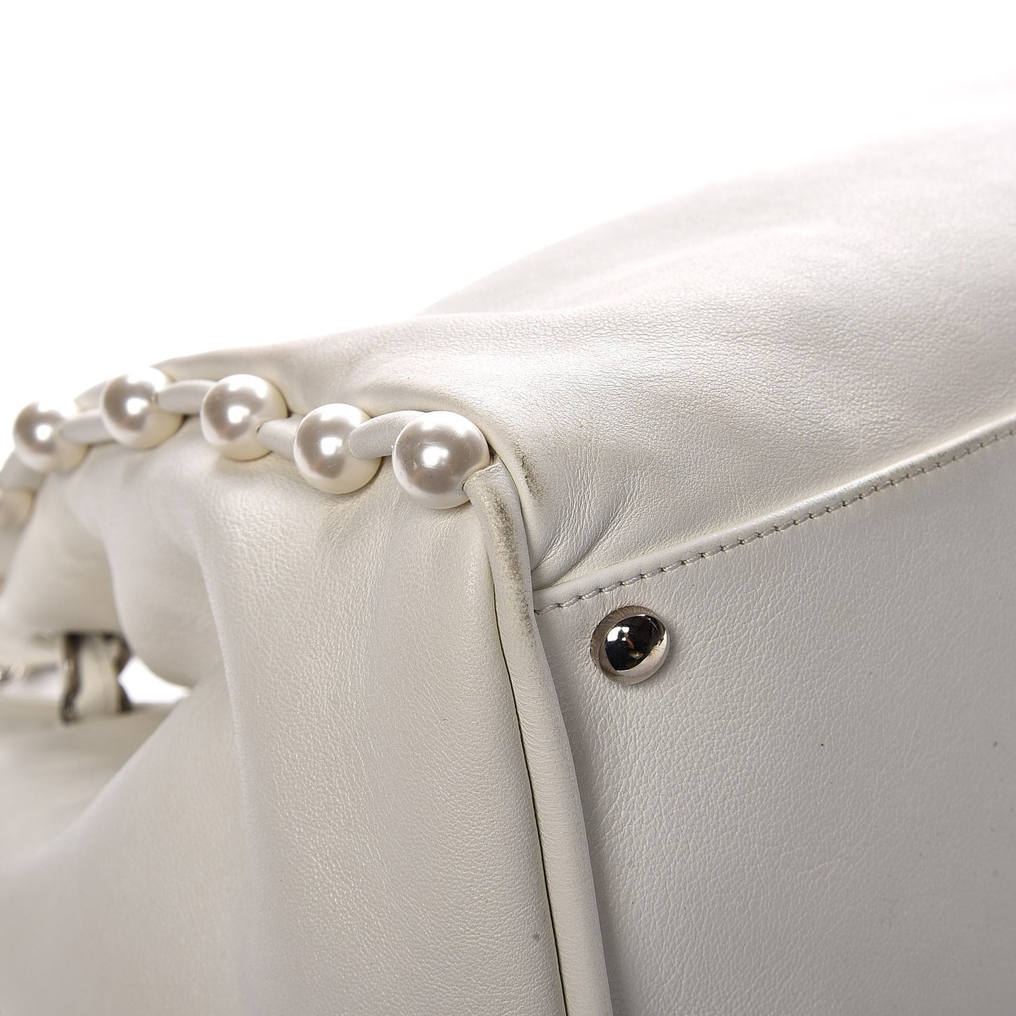 Lambskin Pearl Obsession Tote White
