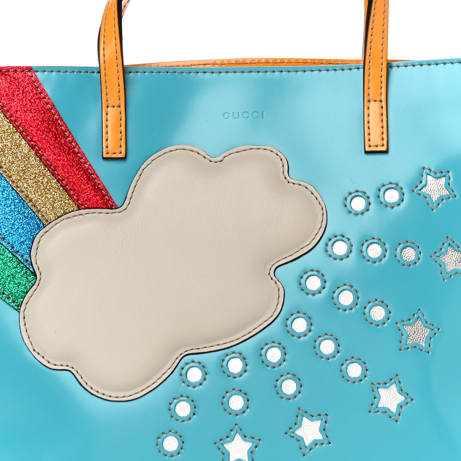 Gucci Calfskin Childrens Rainbow Tote Blue 9 of 11